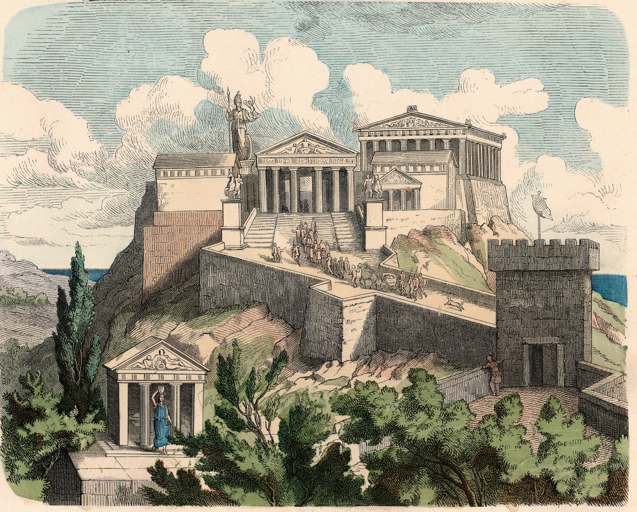 Antik Yunanistan: Atina, Akropolis - Parthenon by Heinrich Leutemann