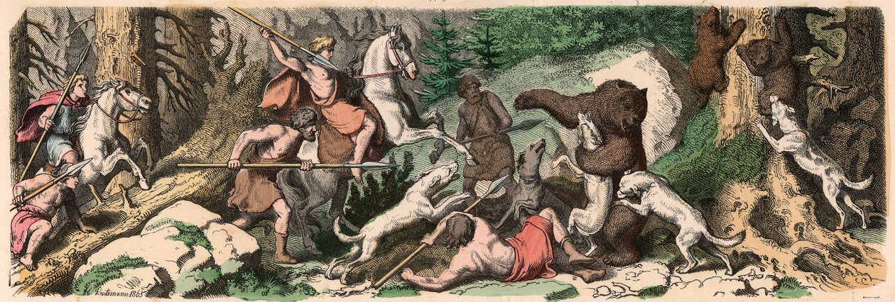 Antik Yunanistan: Ayı Avı by Heinrich Leutemann