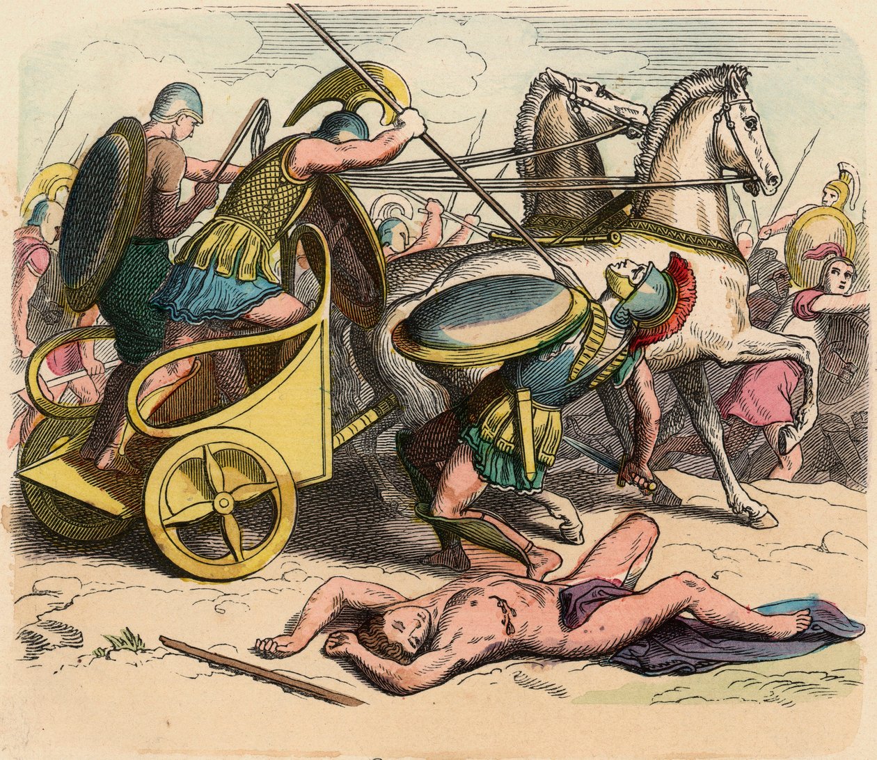 Antik Yunanistan : Yunan Askeri, krallar zamanında Yunanistan, Savaş Arabası by Heinrich Leutemann