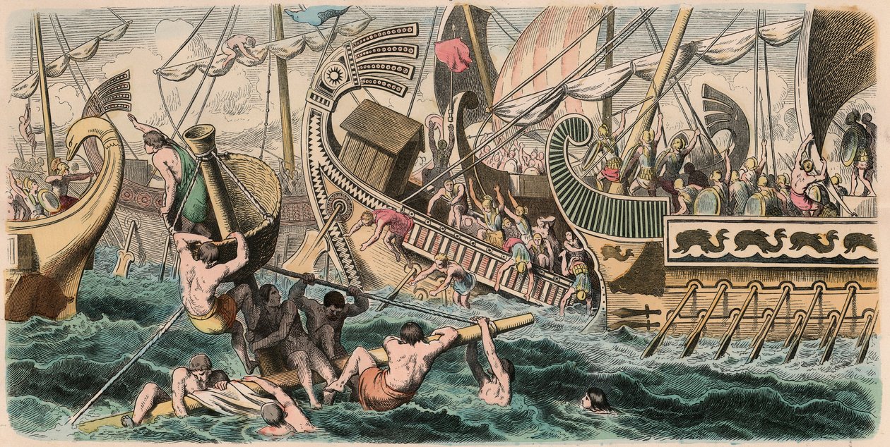 Antik Yunanistan: Deniz Savaşı by Heinrich Leutemann