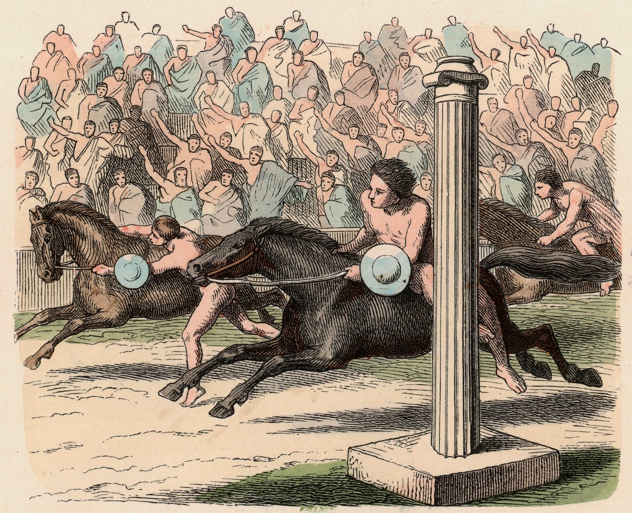 Antik Yunanistan: Spor: Bir ata hızla binme ve attan inme by Heinrich Leutemann