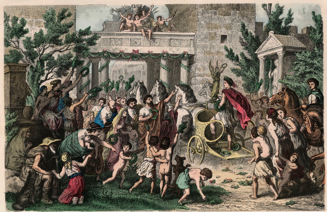 Antik Yunanistan: Olimpiyat şampiyonunun Memleketinde Karşılanması, 1866 by Heinrich Leutemann