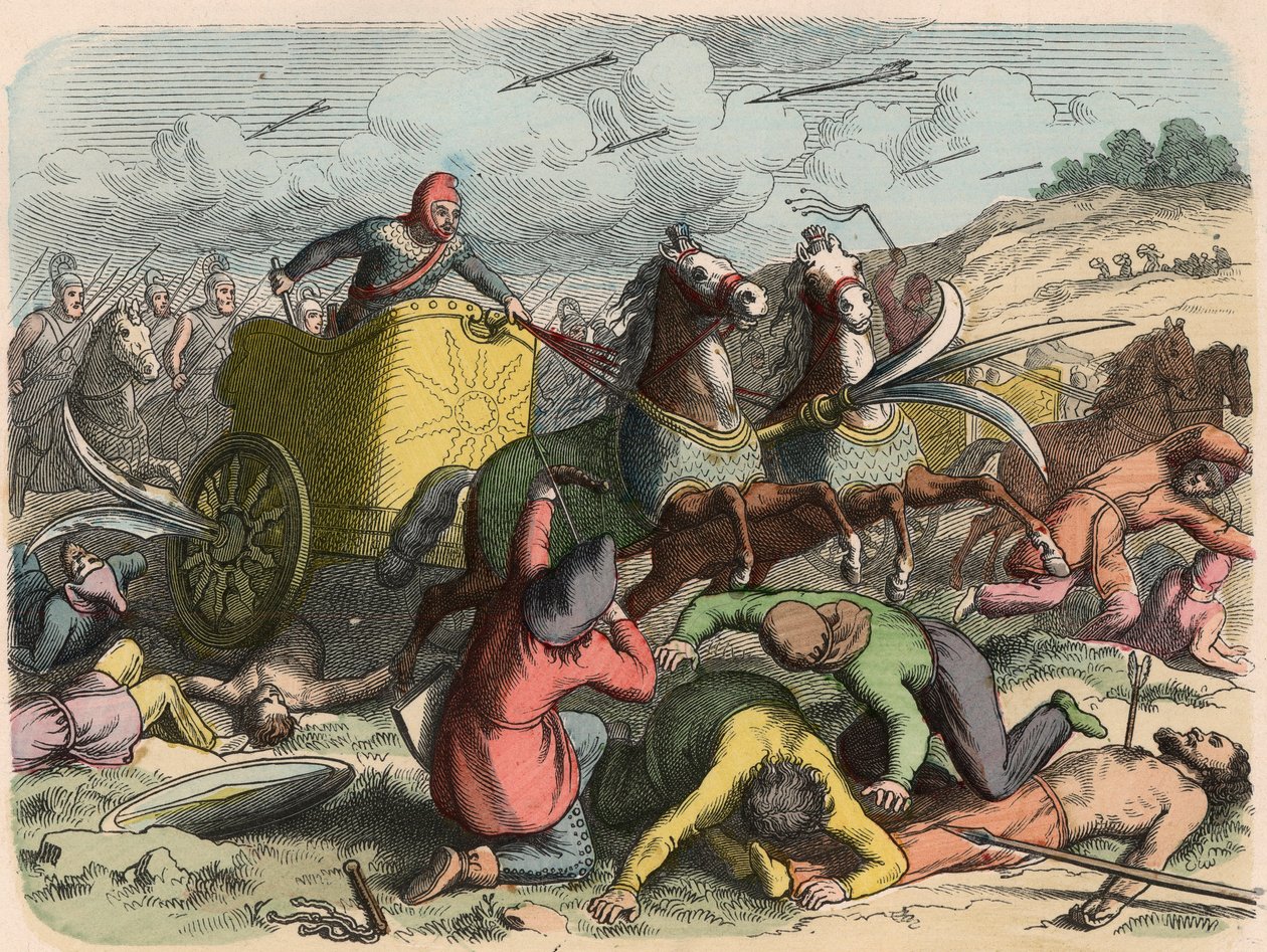 Antik Doğu, bir savaş sırasında Pers savaş arabası by Heinrich Leutemann