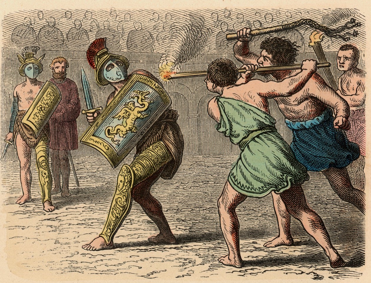 Antik Roma: Dövüşe katılan korkak bir gladyatör, 1866 by Heinrich Leutemann