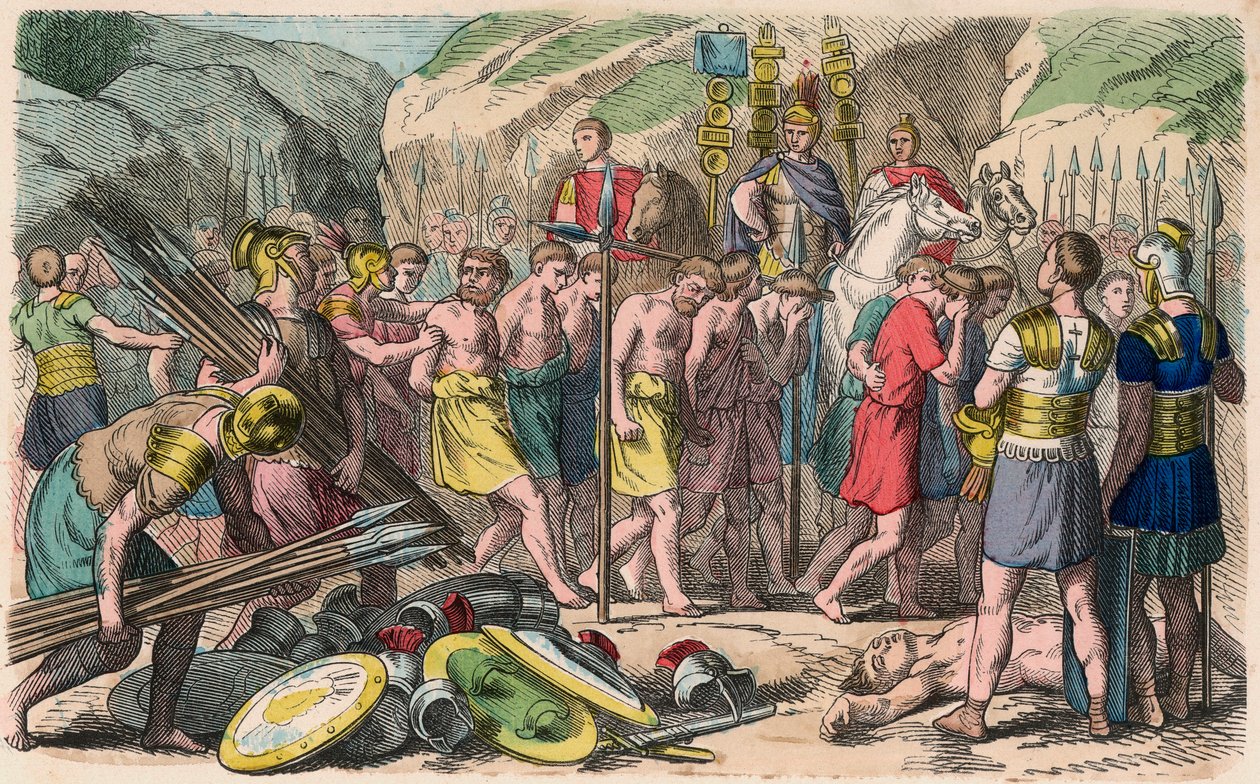 Antik Roma: Yakalanan düşmanlar dizginlenir by Heinrich Leutemann