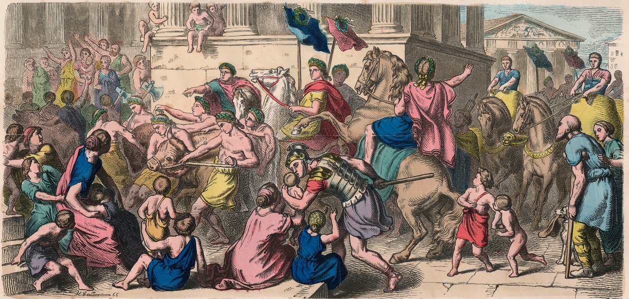 Antik Roma: Sirkteki oyunlara alayı (Pompa) - arenaya doğru yarışmacı alayı by Heinrich Leutemann