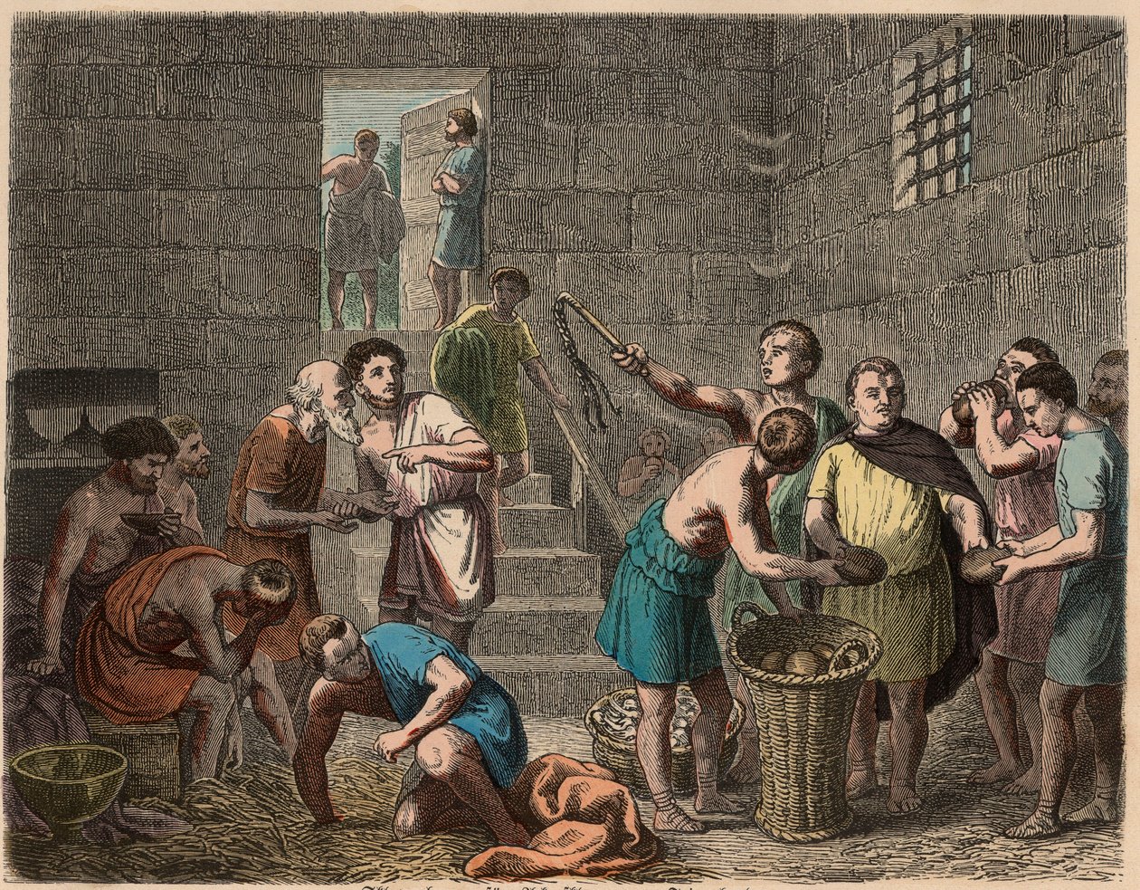 Antik Roma: akşamları kölelere yiyecek dağıtımı, 1866 by Heinrich Leutemann