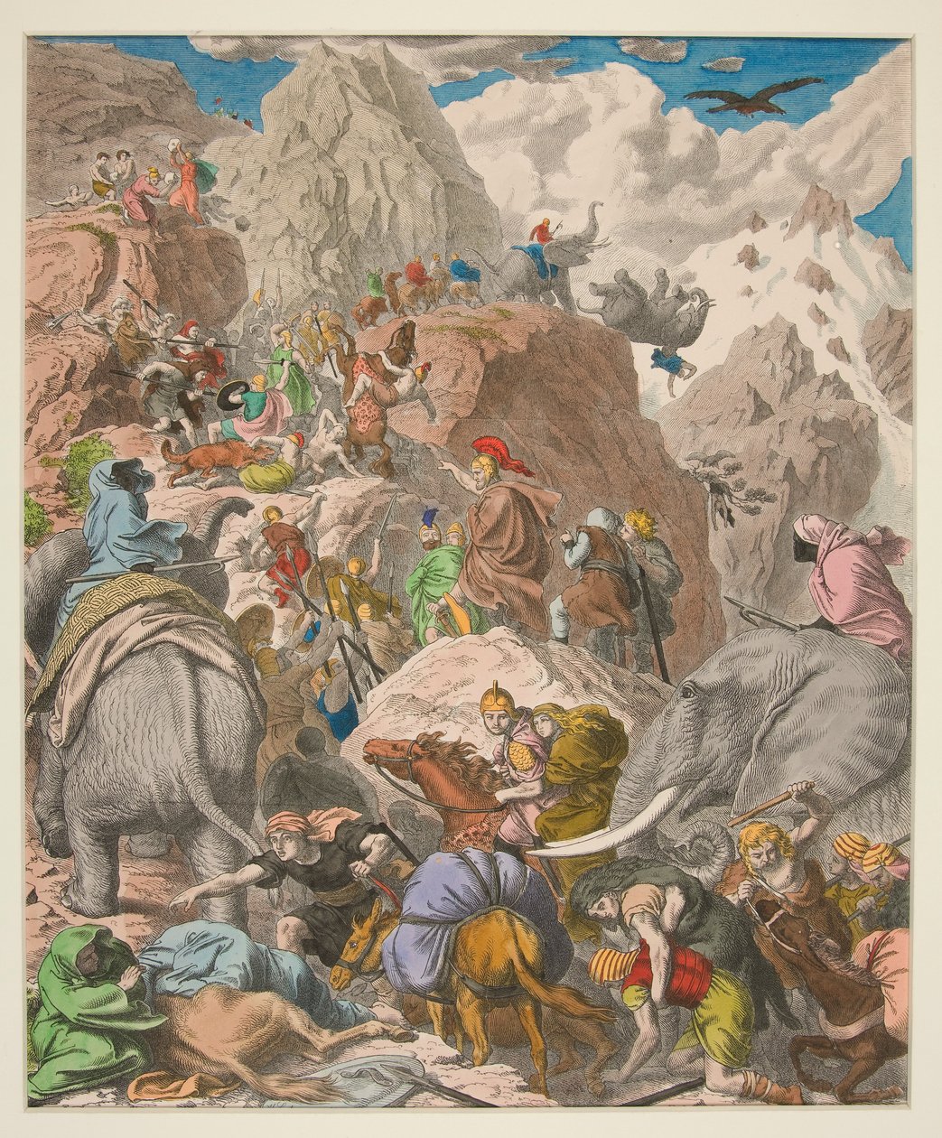 Antik Çağ Resimleri - XIII - Kartacalılar: Hannibal Alpleri geçerken by Heinrich Leutemann