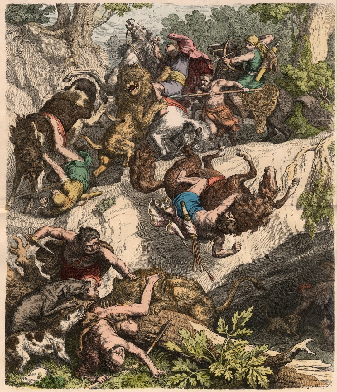Kartacalılar: Aslan Avı, 1866 by Heinrich Leutemann