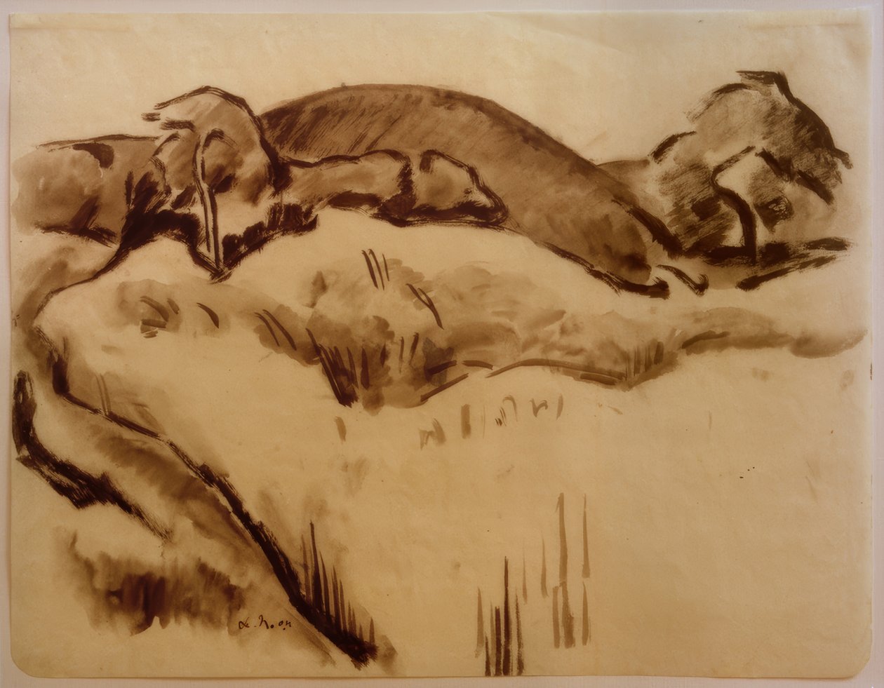 Bir dağ silsilesi ile manzara by Heinrich Nauen