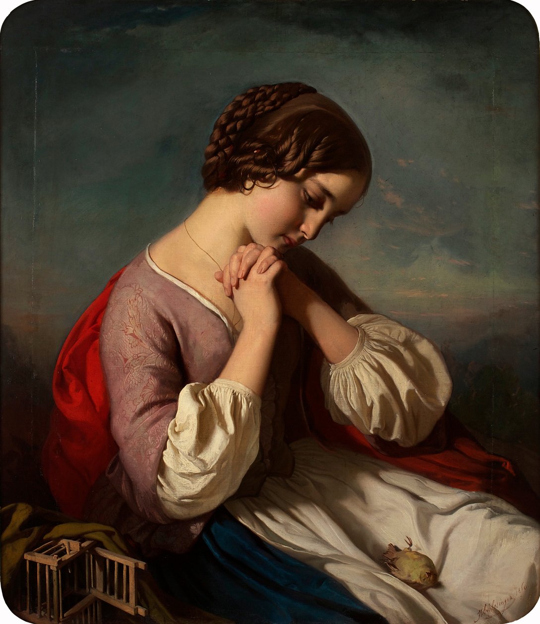 ölü kuş ile kız by Heinrich Schlesinger