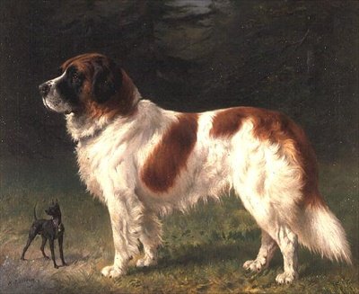 Bir St. Bernard ve Minyatür Pinscher by Heinrich Sperling