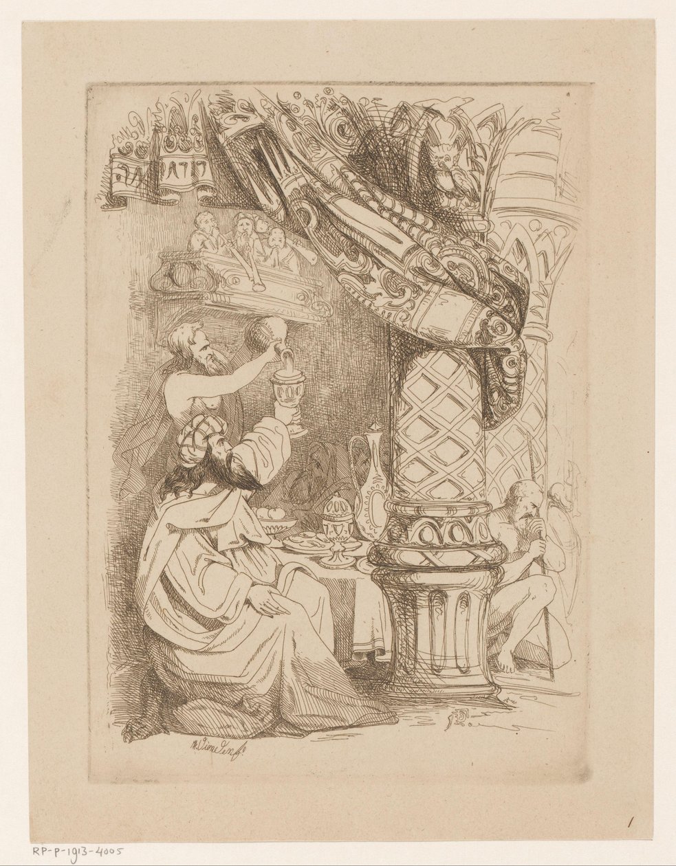 Bir Ziyafetteki Adam Bağımlılık Oburluğunu Alır (Gula) Ölümcül Günahlar ve Düşüş (dizi başlığı) by Heinrich Vianden