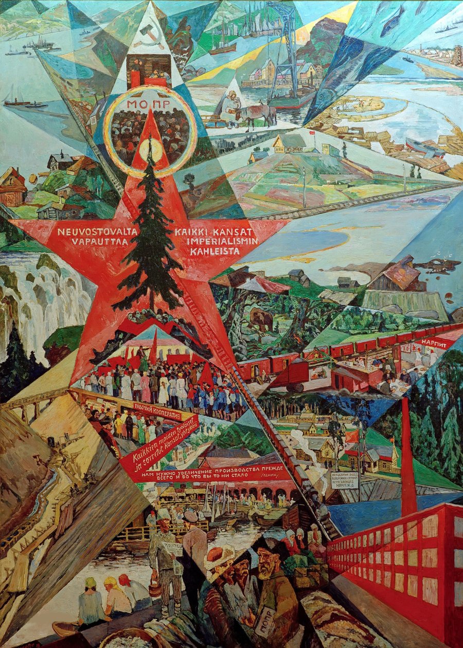 Karelya ve Murmansk ajitasyon paneli, 1926. by Heinrich Vogeler