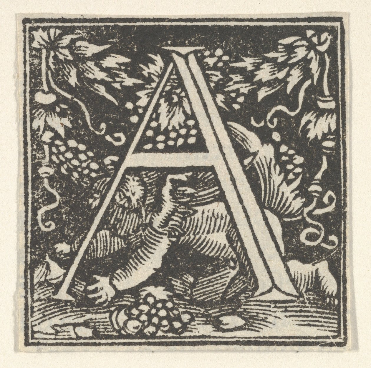 Putto ile ilk A harfi, ca. 1538. by Heinrich Vogtherr