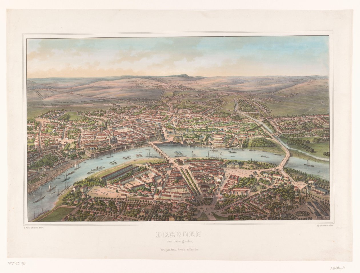 Dresden'in bir sıcak hava balonundan görünümü Dresden, vom Ballon gesehen (nesnedeki başlık) by Heinrich Walter