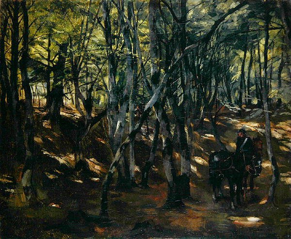 Bir Ormanın Ortasında Süvari Devriyesi by Heinrich Wilhelm Truebner