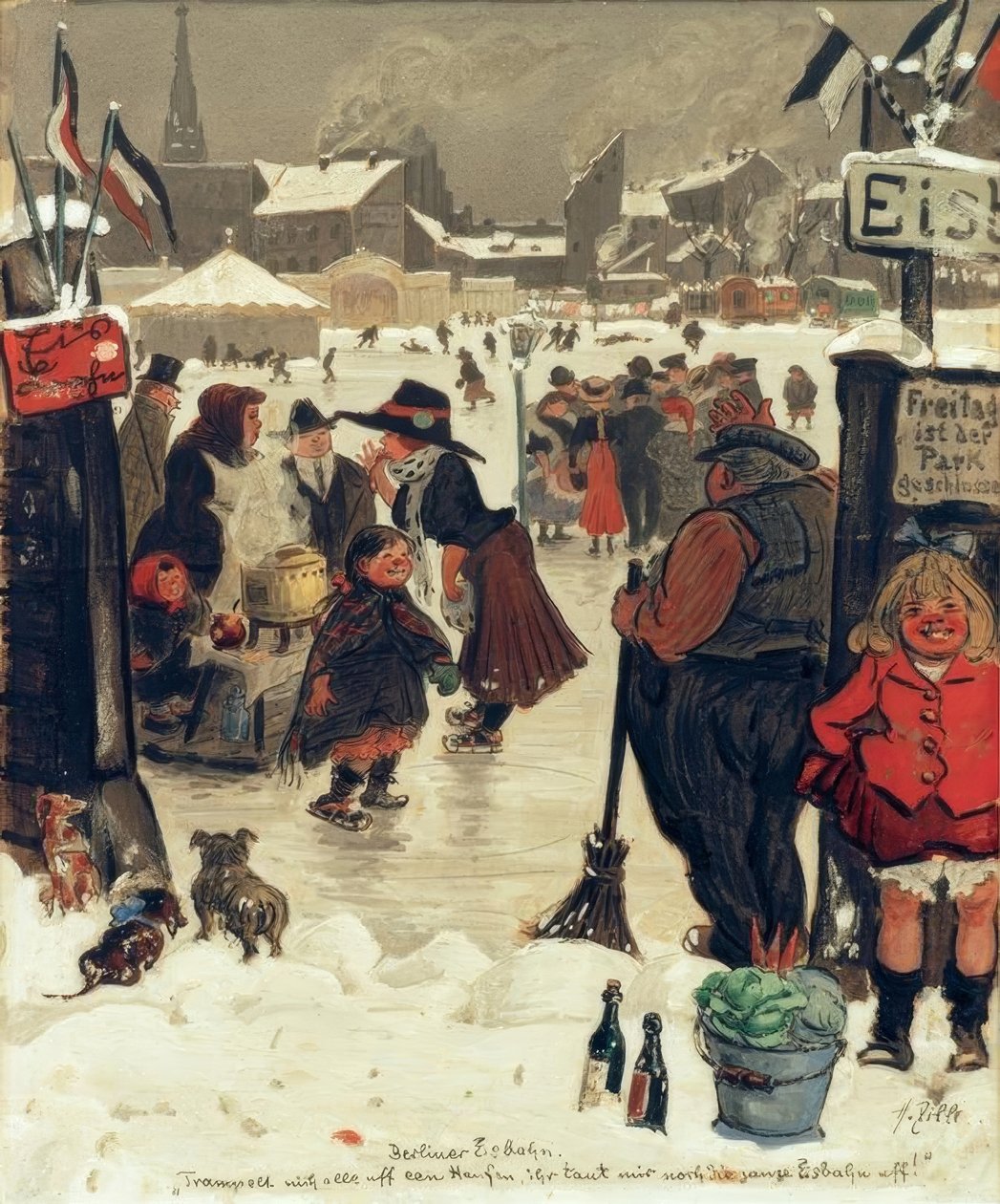 Berlin buz pisti by Heinrich Zille