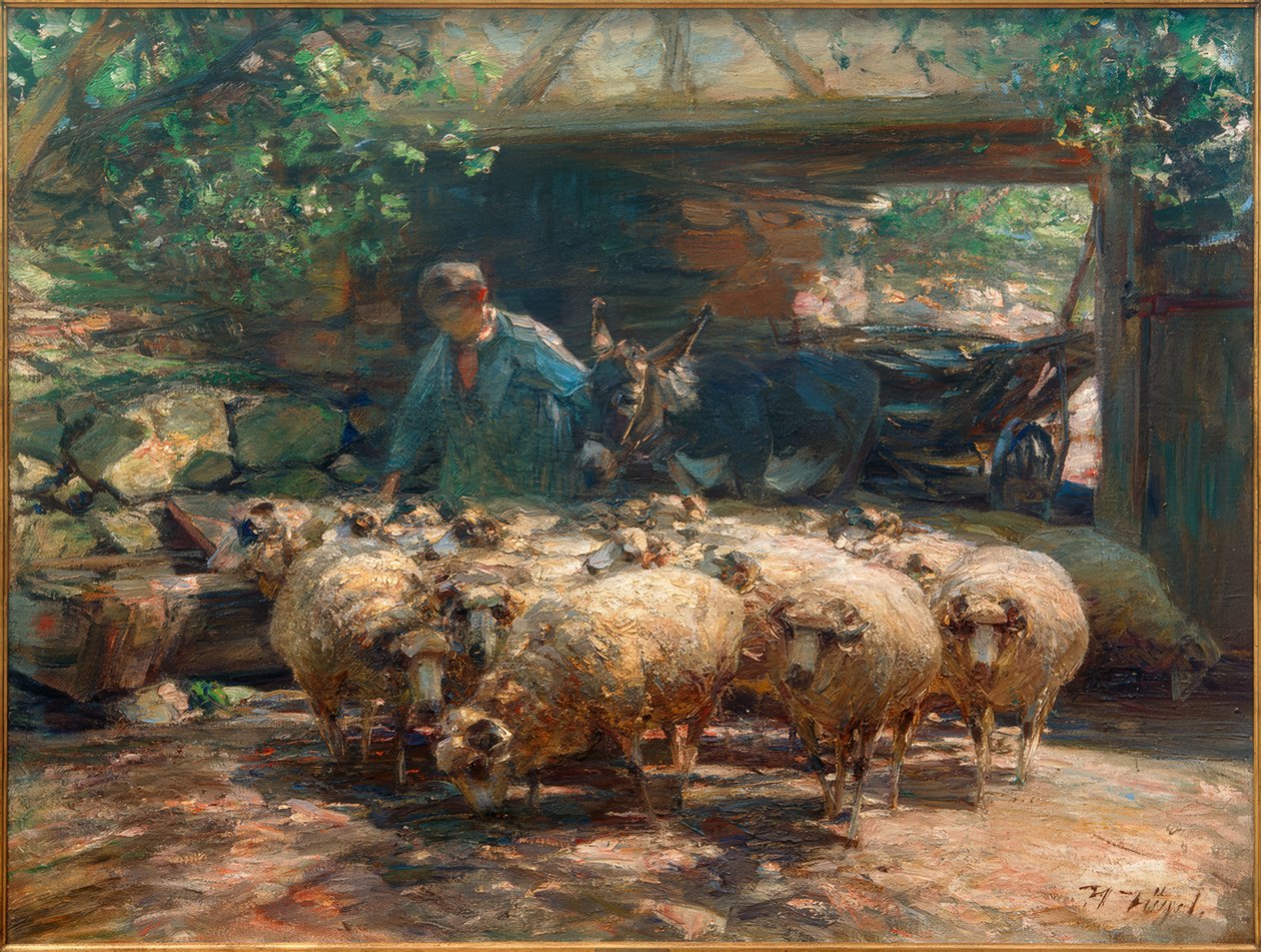 Koyun sürüsünü sürmek by Heinrich von Zügel