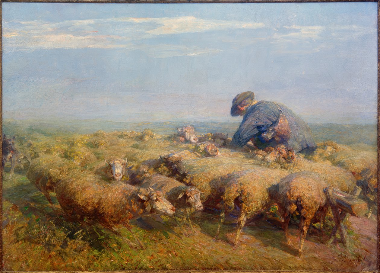koyun sürüsü by Heinrich von Zügel
