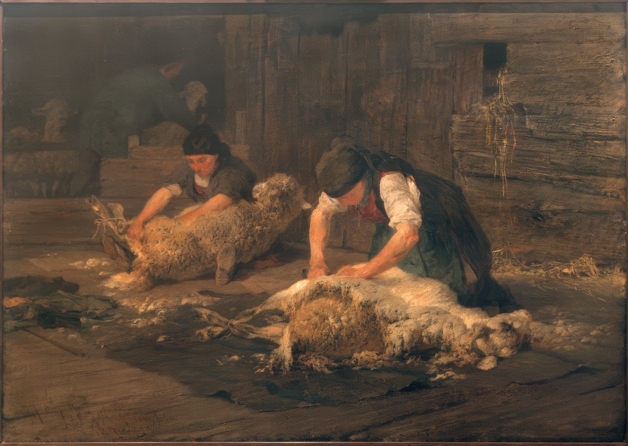 Koyun kırkma by Heinrich von Zügel
