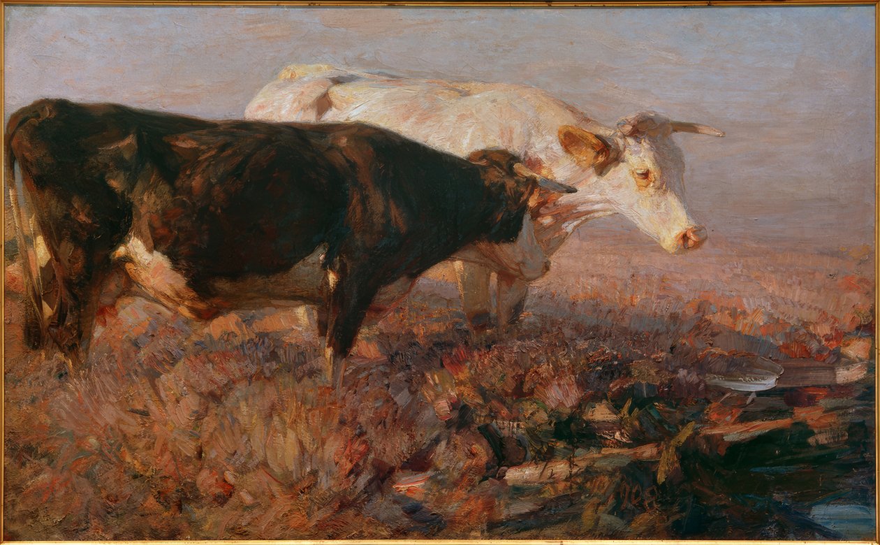 Bataklıktaki inekler by Heinrich von Zügel