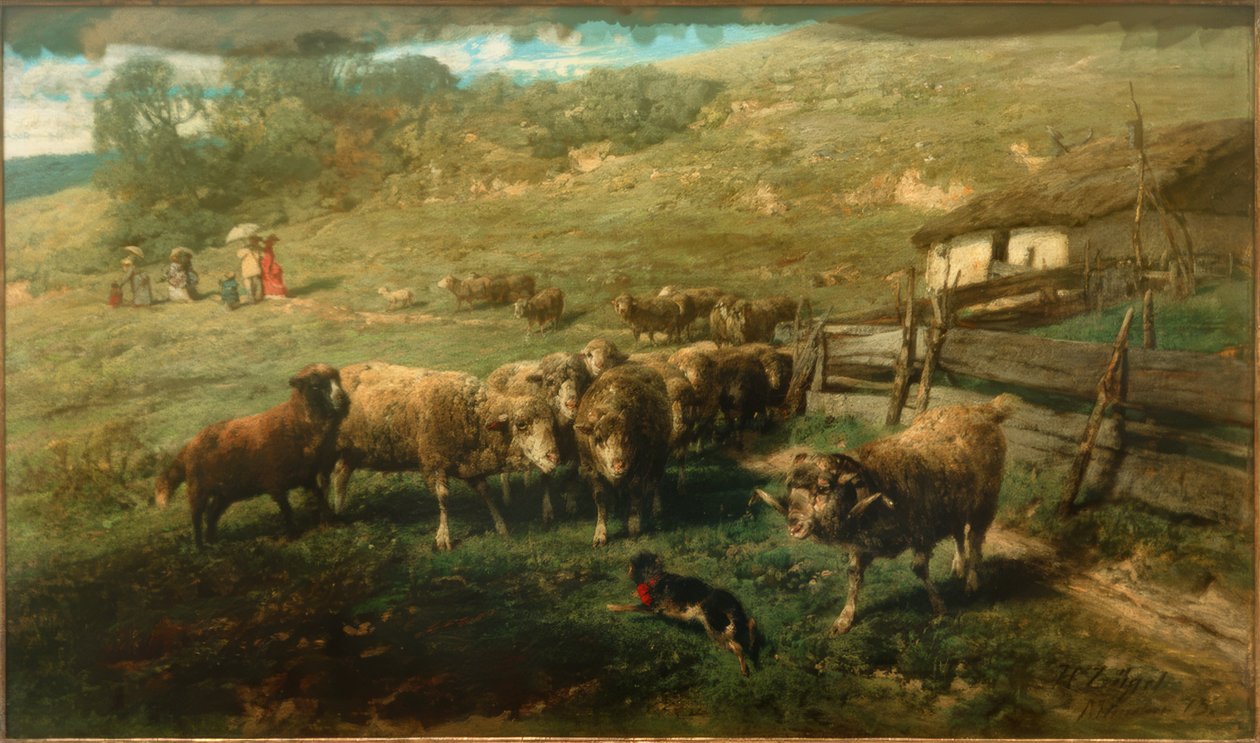 Kapıdaki koyun by Heinrich von Zügel