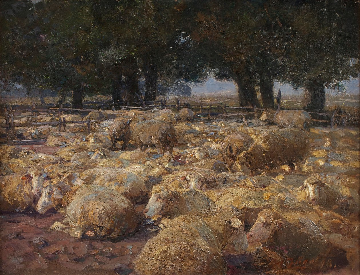 Schafpark (Heidemoor) by Heinrich von Zügel