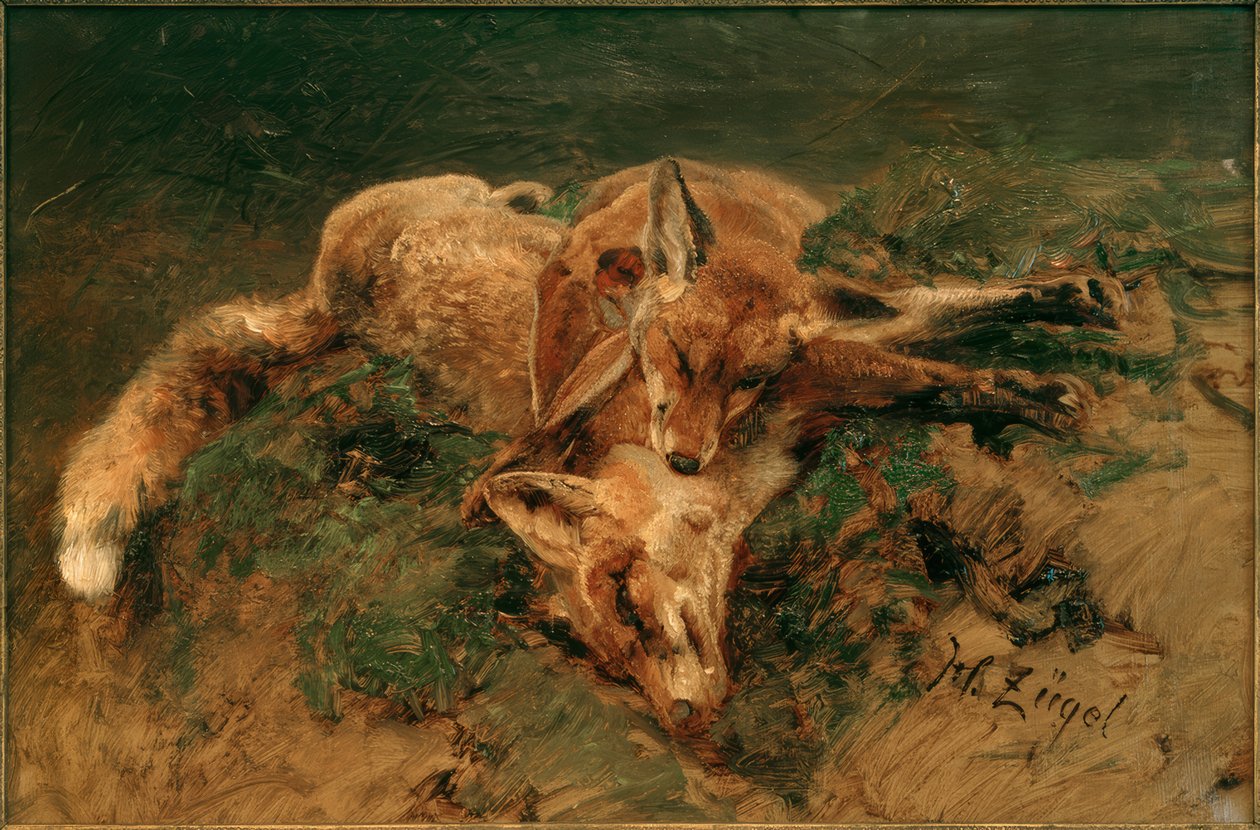 iki tilki by Heinrich von Zügel