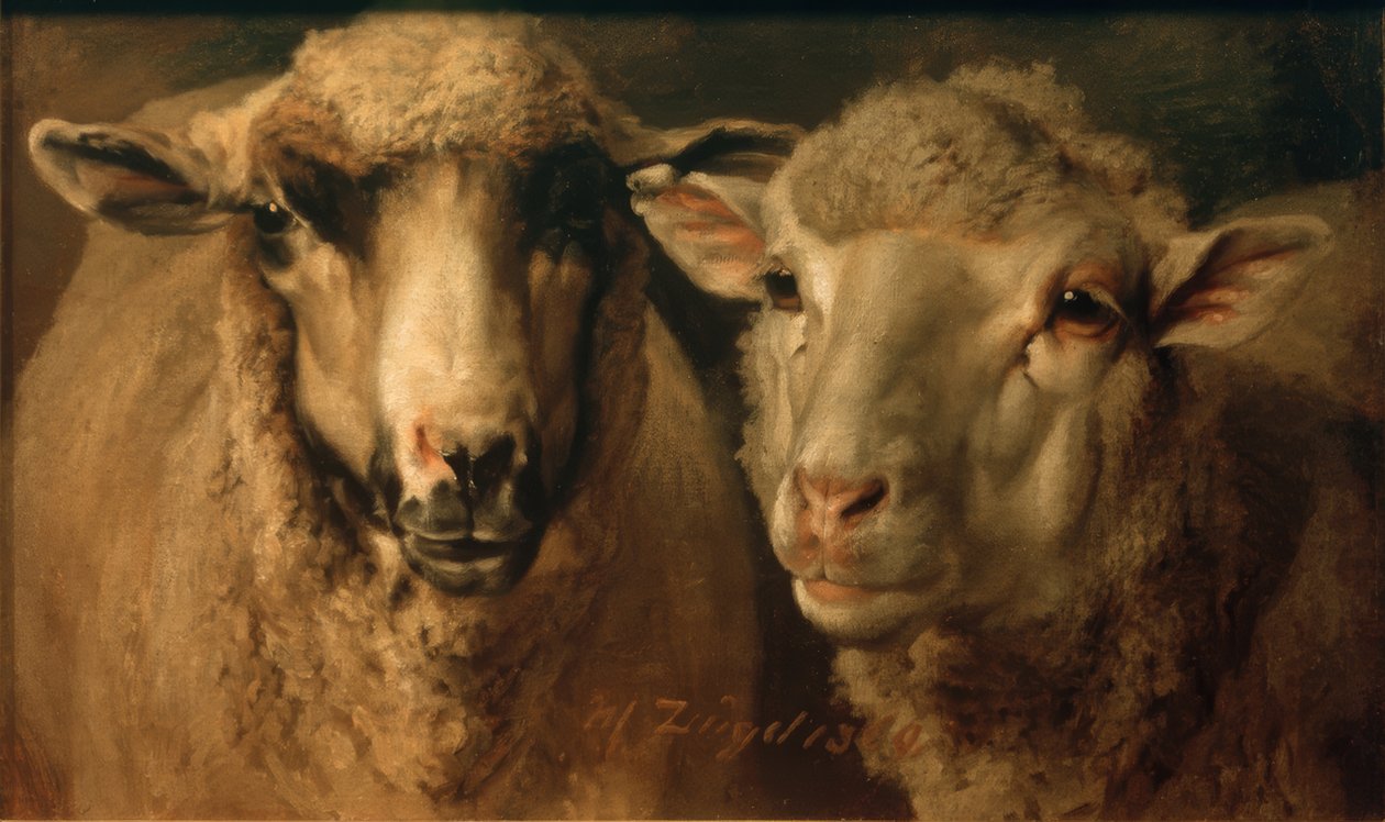 iki koyun by Heinrich von Zügel