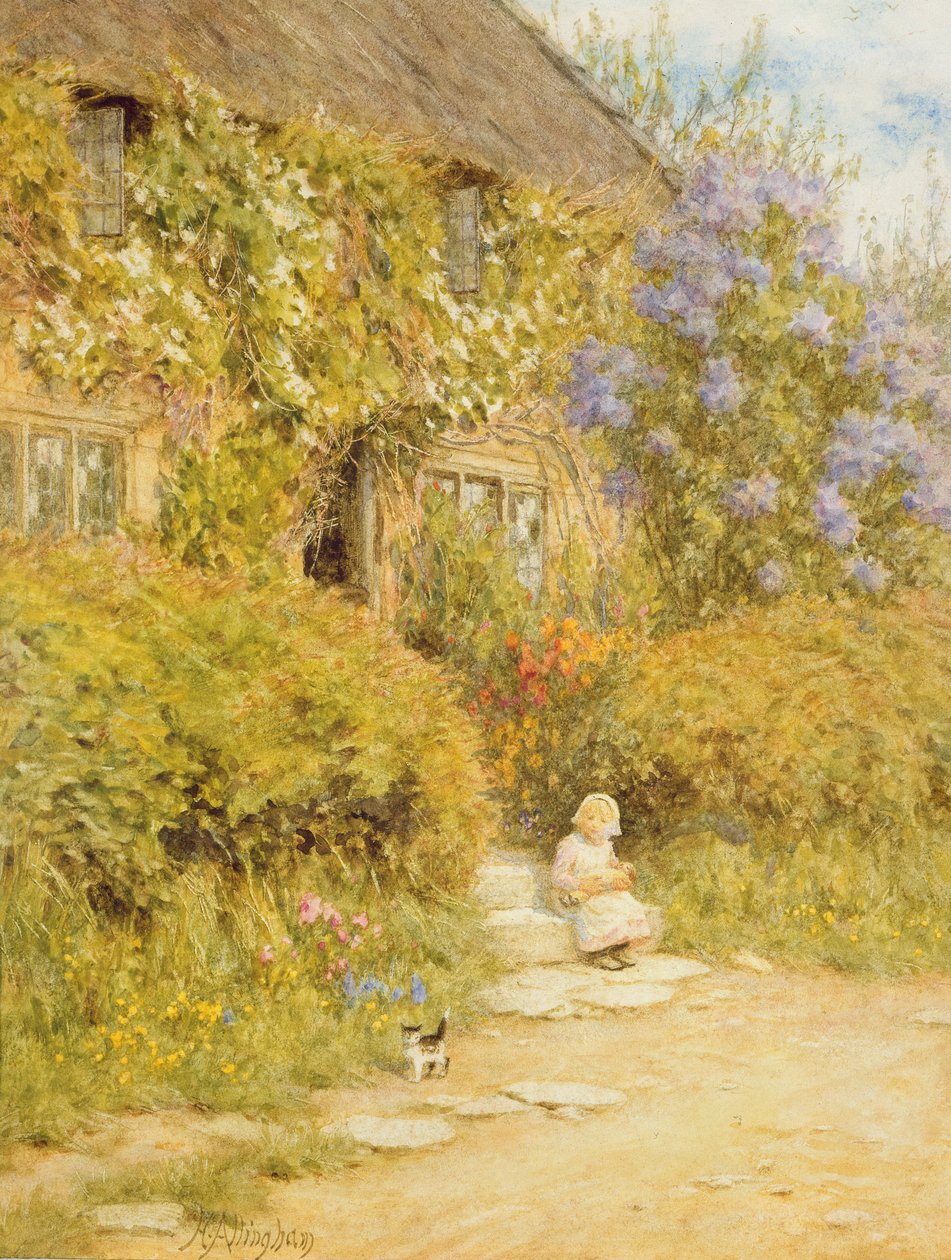 Crewkerne yakınlarında bir kır evi by Helen Allingham