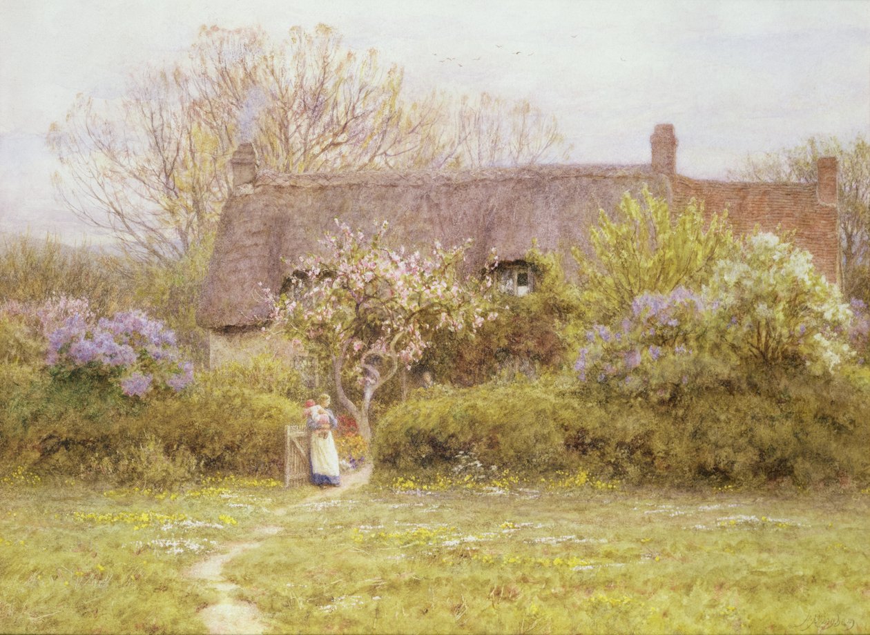 ಕಾಟೇಜ್, ಸಿಹಿನೀರು, ವೈಟ್ಟರ್ಕ್ ದ್ವೀಪ by Helen Allingham