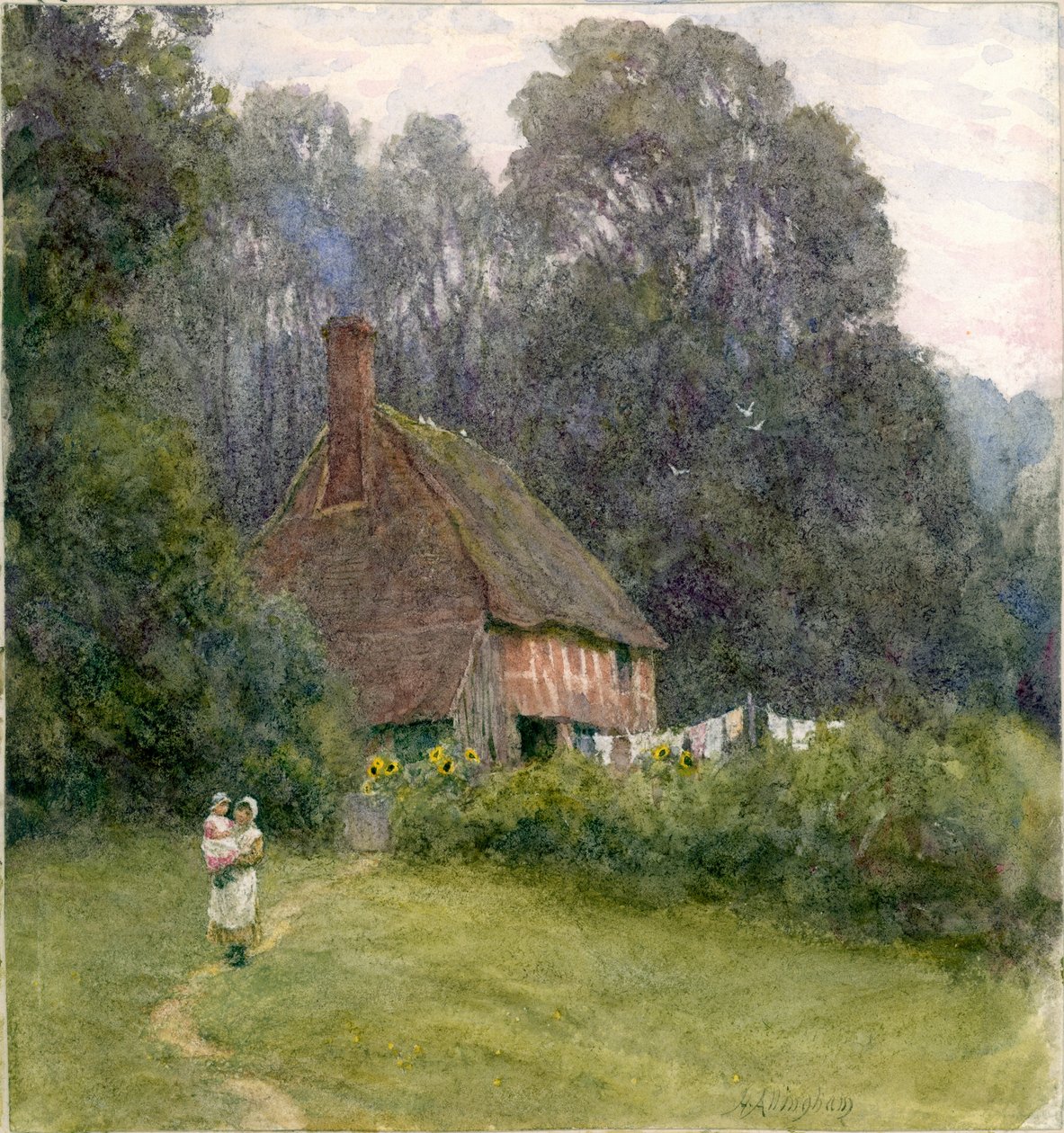 Figürlü Kulübe (kağıt üzerinde bc ve wc) by Helen Allingham