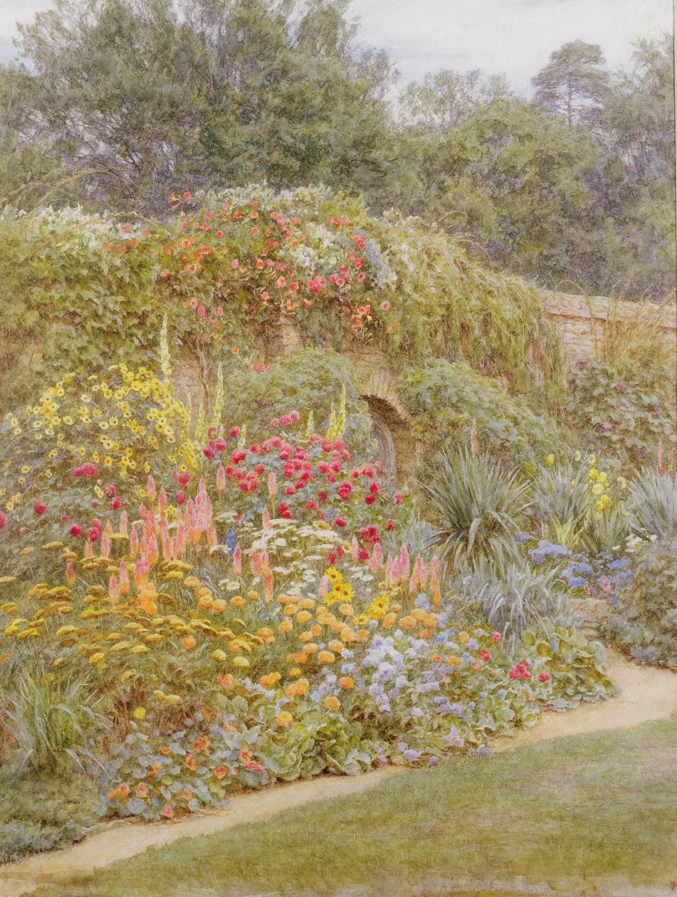 Gertrude Jekylls Garden, Munstead Wood, Surrey (kağıt üzerinde wc) by Helen Allingham
