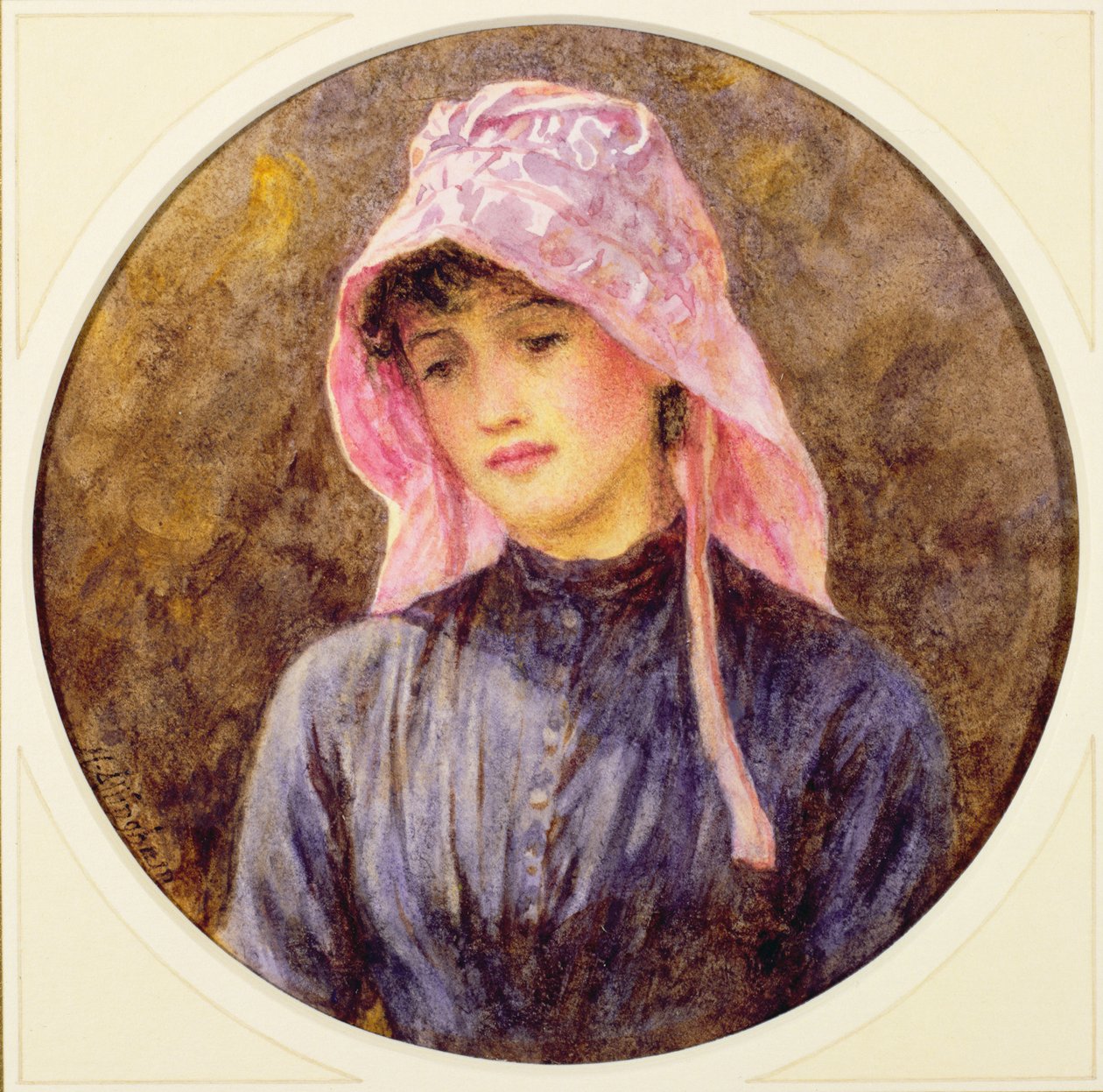 Pembe Boneli Kız Portresi by Helen Allingham
