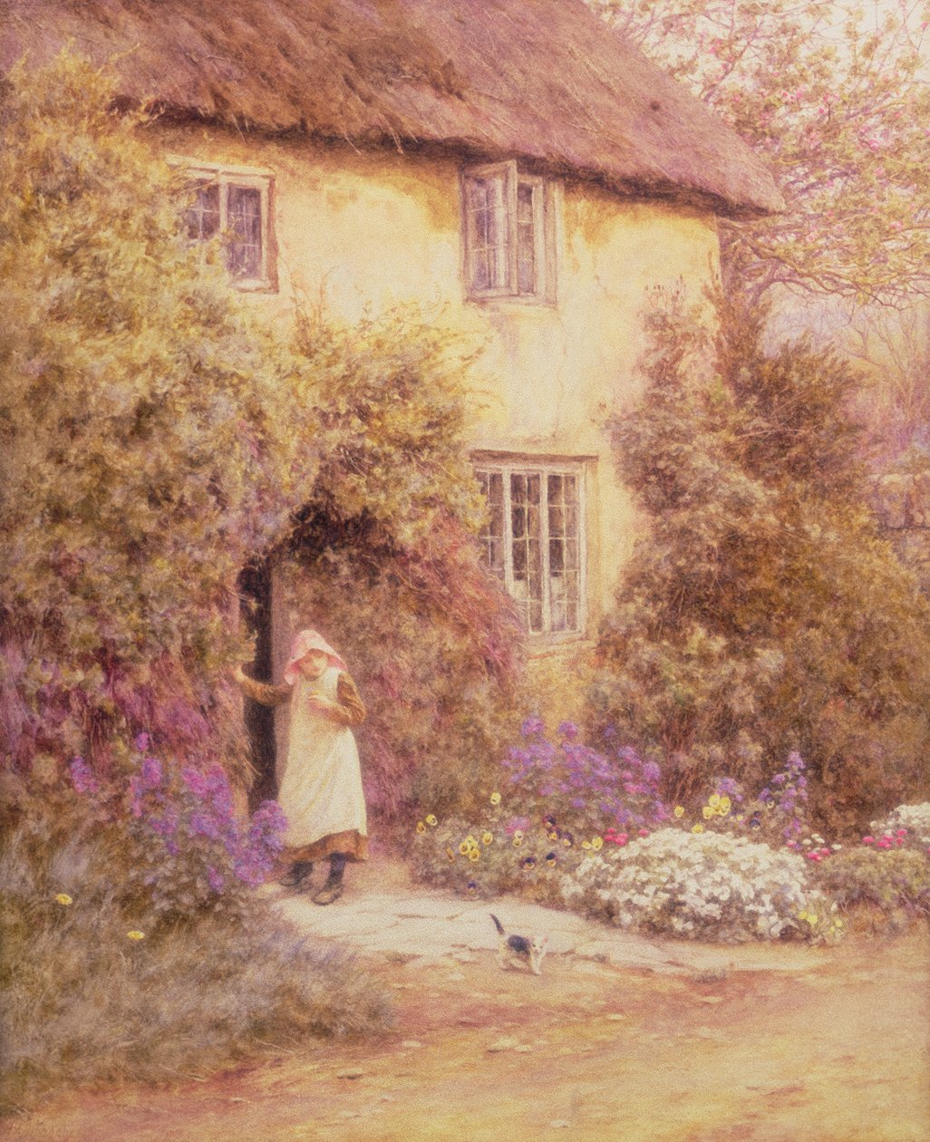 Bir Kulübe Kapısı (suluboya) by Helen Allingham