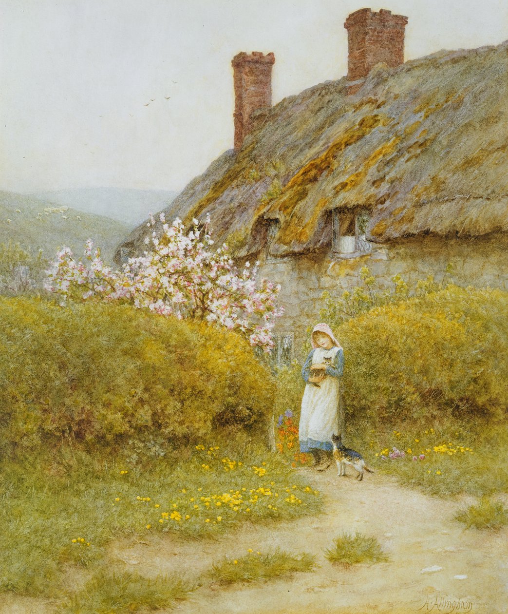 Bir Dorsetshire Kulübesi (kağıt üzerinde wc) by Helen Allingham