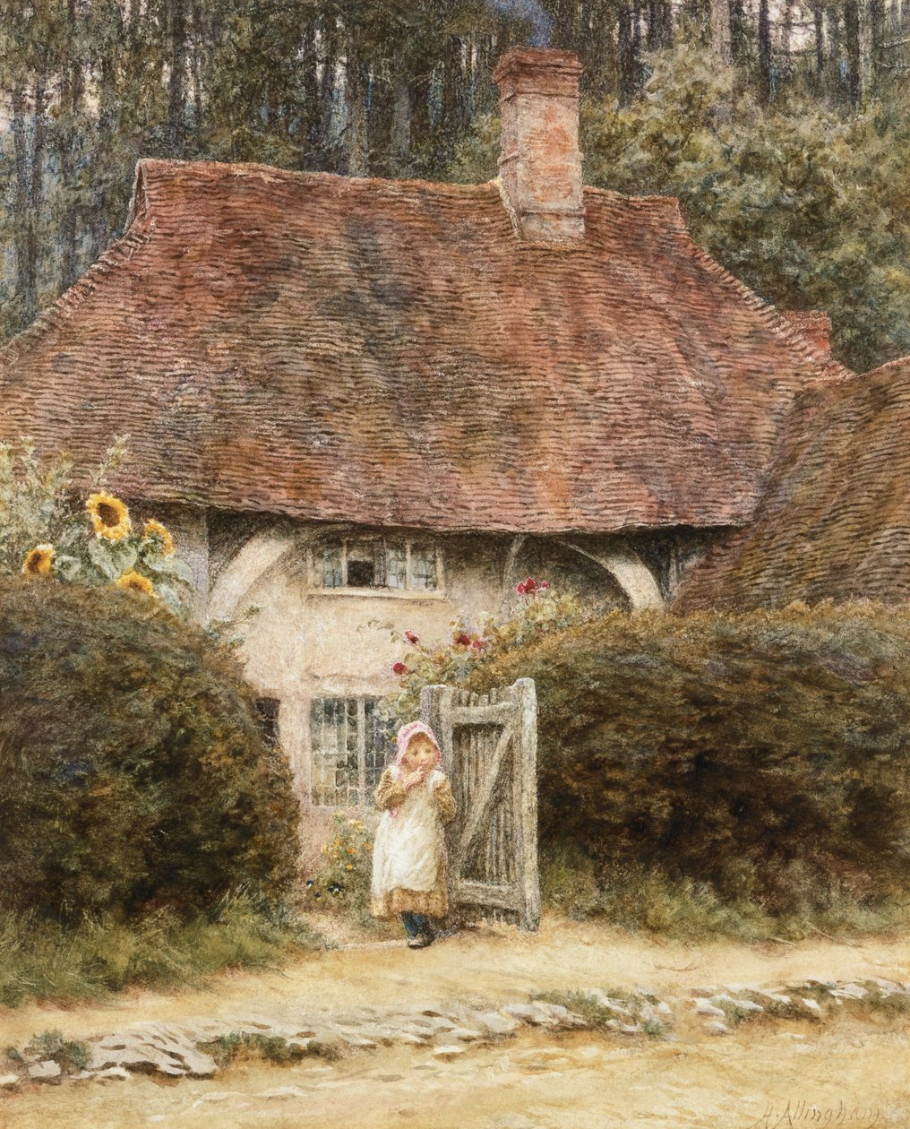 Kulübe Kapısında by Helen Allingham