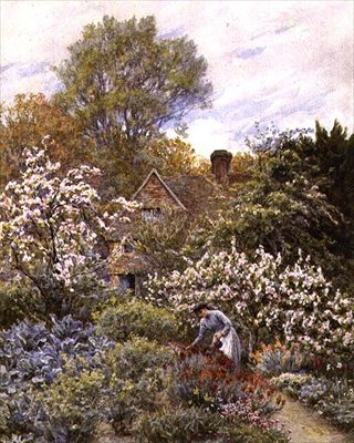 İlkbaharda Bahçe (suluboya) by Helen Allingham
