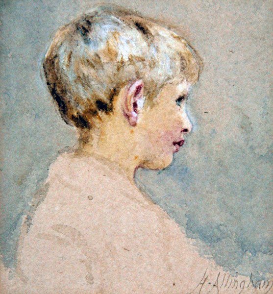Bir Çocuğun Başı (kağıt üzerine suluboya) by Helen Allingham