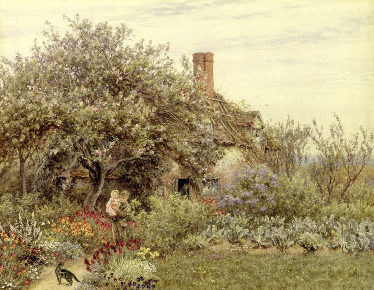 Hambledon yakınlarında (kağıt üzerine sulu boya) by Helen Allingham