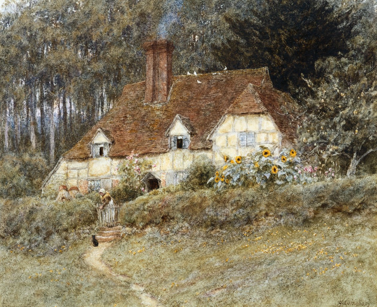 Eski Surrey Kır Evi by Helen Allingham