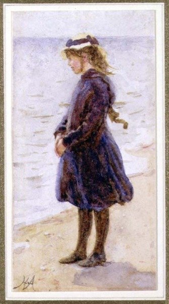 Sahilde Bir Kızın Portresi by Helen Allingham