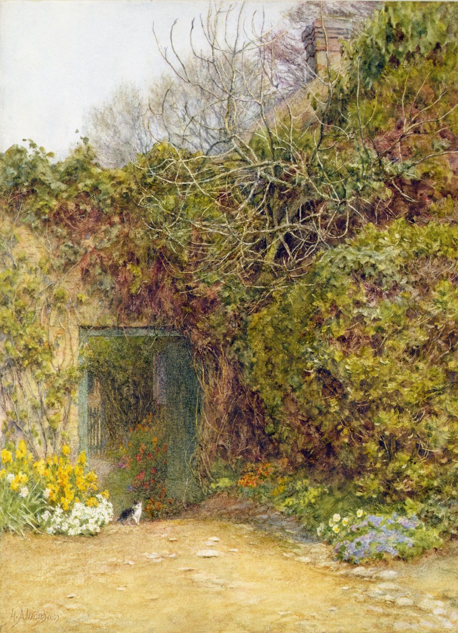 The Kitchen Garden, Farringford (kağıt üzerine suluboya ve gövde rengi) by Helen Allingham
