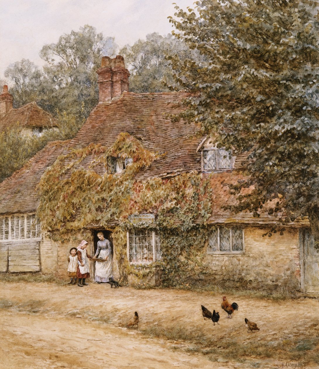 Eski Balıkçı, Haslemere (kağıt üzerine suluboya) by Helen Allingham