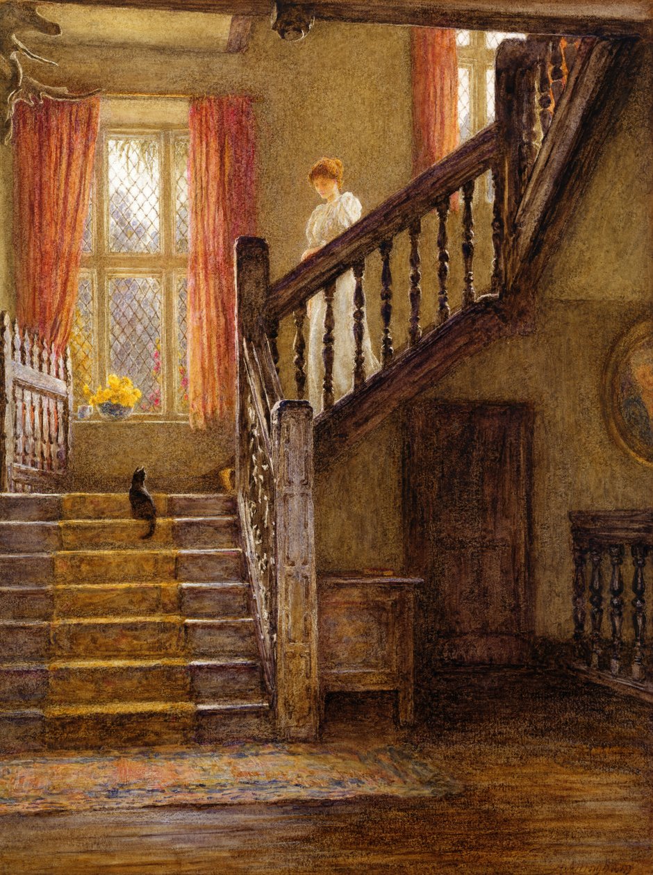 Merdiven, Whittington Court, Gloucestershire (kağıt üzerinde wc) by Helen Allingham