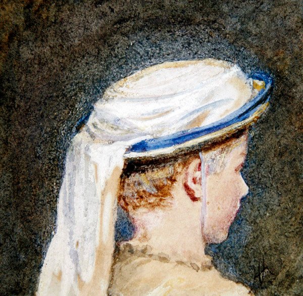 Beyaz Bone (kağıt üzerine gövde rengi ile sulu boya) by Helen Allingham