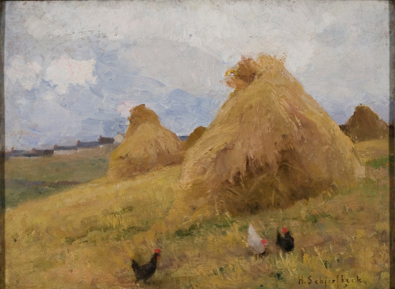 Mısır Güveçleri Arasında Tavuklar, 1888 dolayları (tuval üzerine yağlı boya) by Helene Schjerfbeck