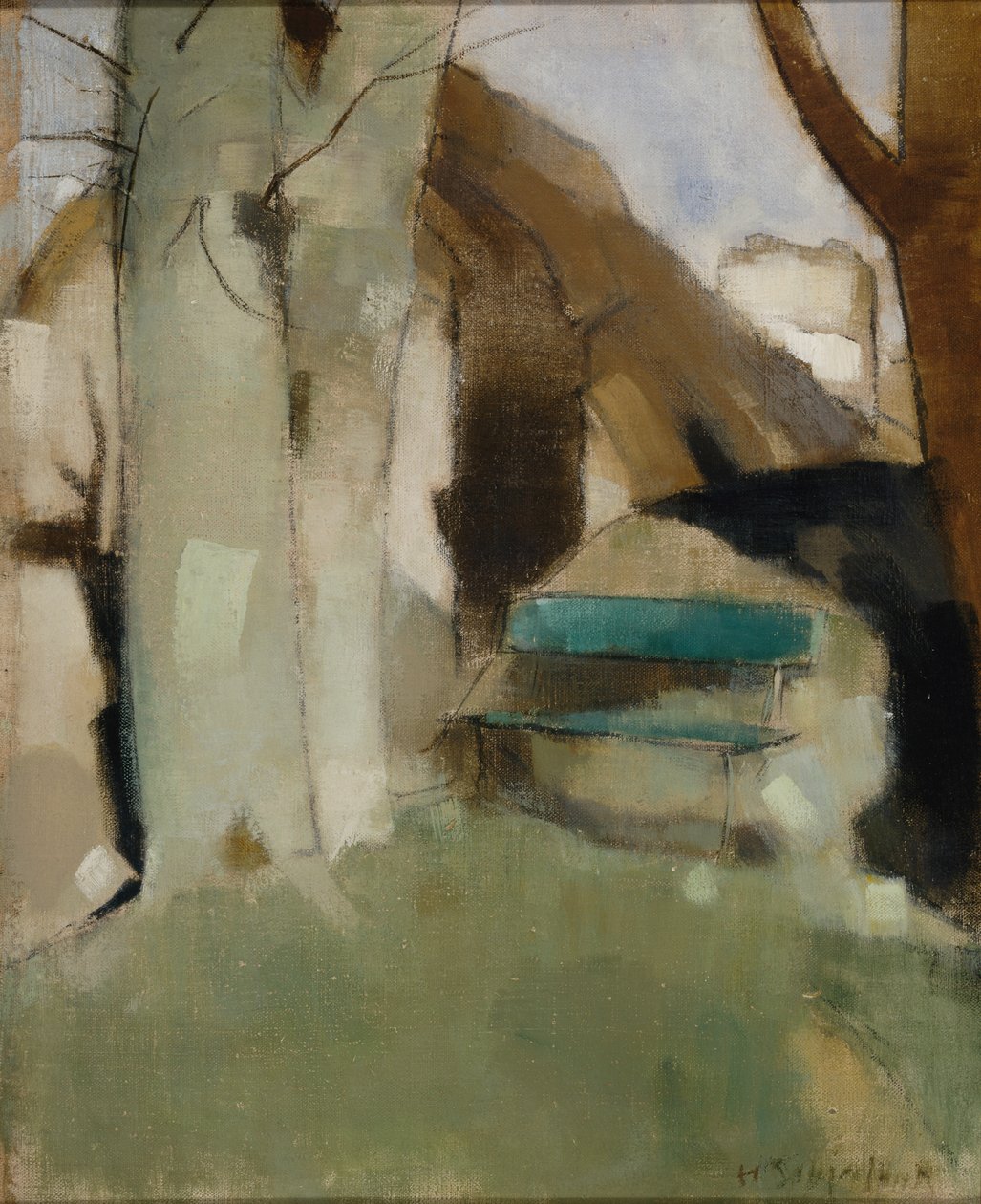 Duvardaki Gölge II Yeşil Bank, 1928. by Helene Schjerfbeck