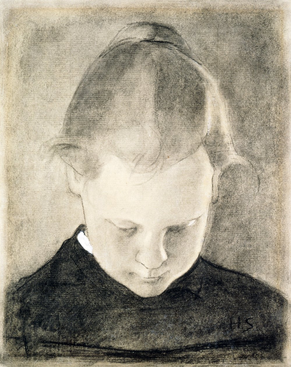 The Reading Girl, c.1905 (kağıt üzerinde kömür ve guaj boya) by Helene Schjerfbeck